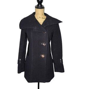 Mackage Black Wool Peacoat Small